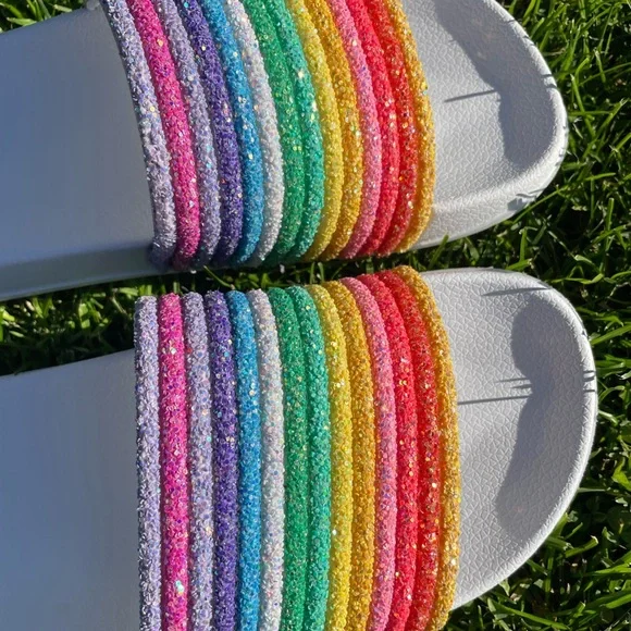 Muk Luks Rainbow Glitter Sandals - Picture 3 of 7